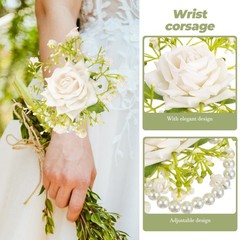 Set of 1 Adjustable Reusable Wrist Corsage for Weddings and Engagement Parties