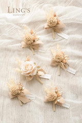 Boutonniere for Men, 6Pcs Groom Groomsmen Boutonniere, Artificial Flowers for We
