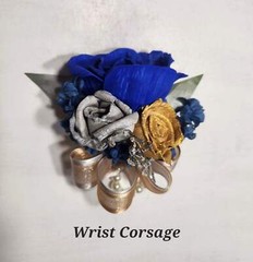 Royal Blue Silver Gold Rose Calla Lily Sola Bridal Wedding Bouquet Accessories