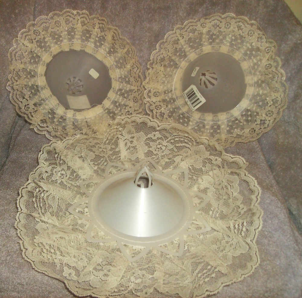 3PC WHITE LACE BRIDE FLOWER BOUQUET BASE HOLDER 12″ & 2 6″ WEDDING SUPPLIES USA