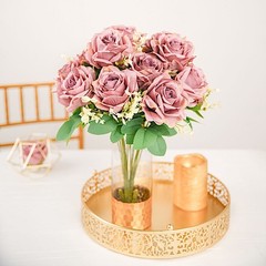 DUSTY ROSE 2 Bushes 18″ ARTIFICIAL Faux Silk Rose FLOWERS Bouquet Wedding Party