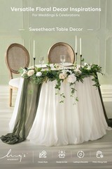 Ling’s Moment Flower Garland – 6FT Eucalyptus & Rose – Sweetheart Table Decor…