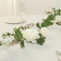 WHITE 6 ft Artificial Rose Peony Flower Garland Wedding Party Event Decorations