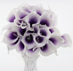 Wuudi 20pcs Calla Lily Bridal Wedding Bouquet Head Latex Real Touch Purple