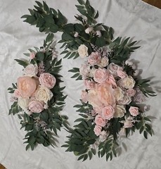 2 pcsWedding Arch Flowers Pink White Artificial Rose 3.9ft x 1.3ft&2.2ft x1.08ft