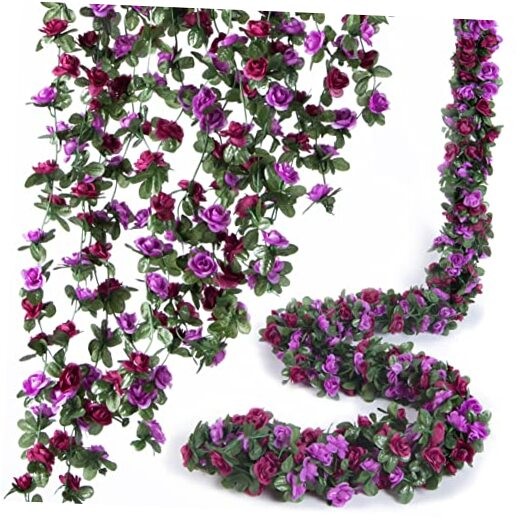 8 Pcs x 8.2 ft Flower Garland Artificial Rose Vine Flowers with Green Leaves