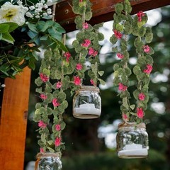 CISDUEO 2 Pcs Spring Summer Flower Garland Geranium Artificial Garland Rose Red