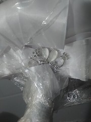 Bridal Bouquet Exquisite Rhinestone Silk Rose and Pearl Handmade 7in Round (BB)