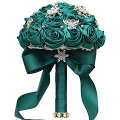 8.3″ Handmade Satin Rose Bridal Bouquet Toss Round Wedding Bouquet Throw Toss…