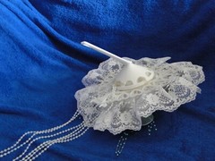 New Stunning Handmade Iridescent Peacock Teal and white Bridal Bouquet