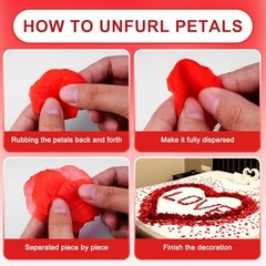 1200 PCS Artificial Silk Rose Petals Decoration for Romantic Night, Red