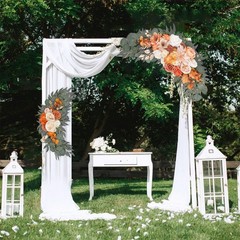 2pc Artificial White Rose Swag Greenery Garland Wedding Arch Backdrop Decor