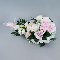 Bridal Artificial Rose Bouquet Silk Flowers Bridesmaid Drop Shape Decor