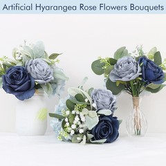 Set of 4 Artificial Silk Rose Bridesmaid Bouquets – Rustic Wedding Floral Center