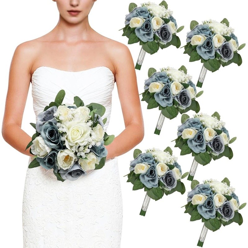 Bridesmaid Bouquets Floral Arrangements Wedding Decor Silk Roses Peony New