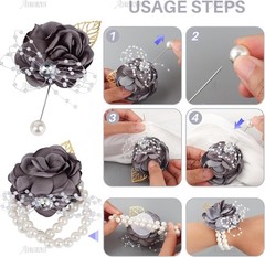 Light Gray 2-Pack Wrist Corsage & Boutonniere Set – Elegant Wedding Accessories