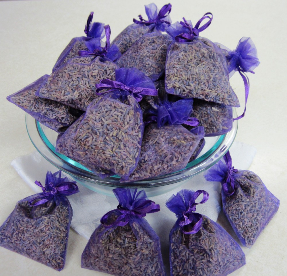 Set of 30 Lavender Sachets made with Purple Organza Bags