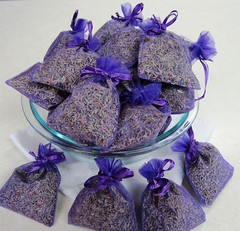 Set of 30 Lavender Sachets made with Purple Organza Bags