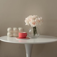 Artificial Roses Single Stem 10pcs Fake Silk Pink Edge(not Include Vase)