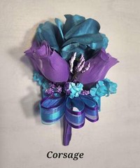 Dusty Purple Teal Rose Orhid Bridal Wedding Bouquet Accessories