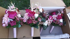 Ling’s Moment Artificial Flowers Hot Pink Bridesmaid Bouquet – Set of 4