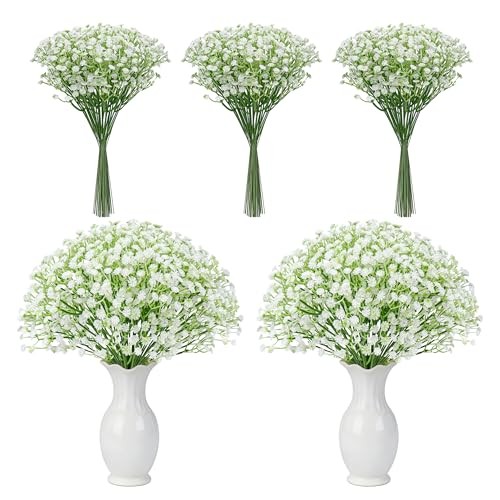 24PCS White Babys Breath Artificial Flowers,11” Elegant Faux 24-Baby Breath