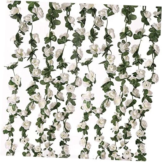 Fake Flowers – 4pcs 32.8 FT Artificial Rose Vine Flower Plants White/4pcs