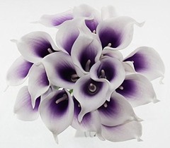 Wuudi 20pcs Calla Lily Bridal Wedding Bouquet Head Latex Real Touch Purple