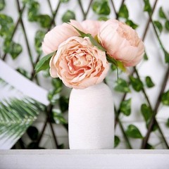 PEACH 10″ SILK FLOWERS Artificial Peony Bouquet Arrangement Wedding Centerpieces