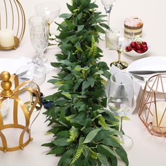 LIGHT FROSTED GREEN 4 ft long Artificial Willow and Fern Frond Foliage Garlands