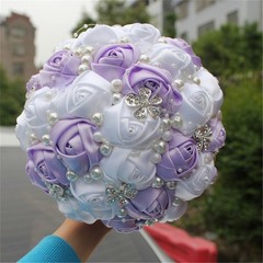 S_SSOY Wedding Bouquet Bride Bridal Brooch Bouquets Bridesmaid Purple+white