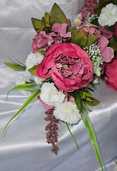 Wedding Bouquet Set, Pink, Dusty Pink, Ivory, Cream, Cascade Bouquets, Teardrop