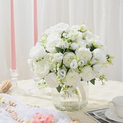 12 Packs Peonies Artificial Flowers, White Artificial Peonies, Silk Peonies F…