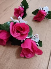 6pcs Hot Pink Rose Pin Boutonniere with pins~Groom~Best man~Prom~Wedding