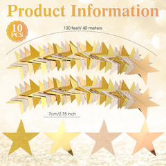 130 Feet Glitter Star Garland Banner 2026 Party Decoration Double Side Star Hang