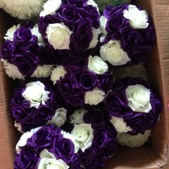 6 Inches Purple & Ivory Rose Flower Pomander Wedding Ball – USA Seller