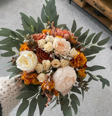 Fall Rustic Wedding bouquet/Bridal bridesmaid bouquet/Burnt Rose bouquet