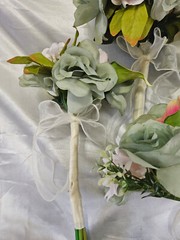 Pink, Cream, Green, Wedding Bouquet Set, Vintage Romantic Wedding Package