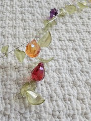 Beaded wire garland with Translucent leaves And Gems Jewels 66″ Long