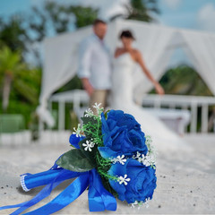 Wedding Bouquets for Bride, Small Bridal Flower for Bridesmaid, Artificial Blue