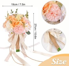 Ramo Grande De Flores De Novia Artificial Con Rosas Dama de Honor Bodas Fiestas