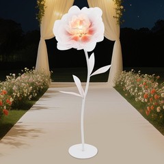 Large Electric Auto-Open Artificial Flower with Light Floral Decor For Wedding