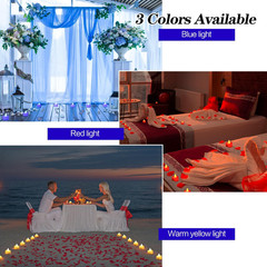 2000Pcs Blue Artificial Rose Petals with 24Pcs Blue LED Tea Lights Kit, for Deco