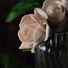 24 CHAMPAGNE 2″ Mini FOAM ROSE Flowers Stems Wedding Events Decorations Supplies