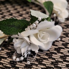 Flower Girl Head Piece Beautiful handmade with white flowers and ribbon