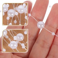2 Rolls White Pearl Strings Garland Beads Wreath for Wedding Bouquet Crafts