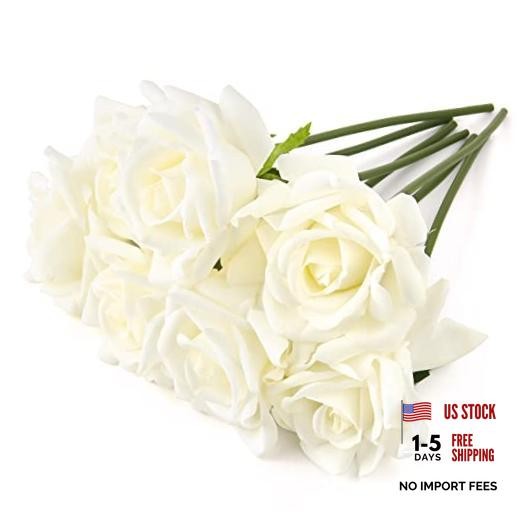 Fake Flowers, Faux Silk Real Touch Artificial Rose Flowers for Decoration