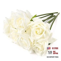 Fake Flowers, Faux Silk Real Touch Artificial Rose Flowers for Decoration