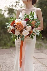Ling’s Moment Silk Artificial Flowers Dahlia Brunt Orange Terracotta Flowers