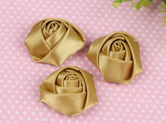 2″ Satin Rose Flower for Wedding Bride Bouquet Craft(Pack of 20,Gold)
